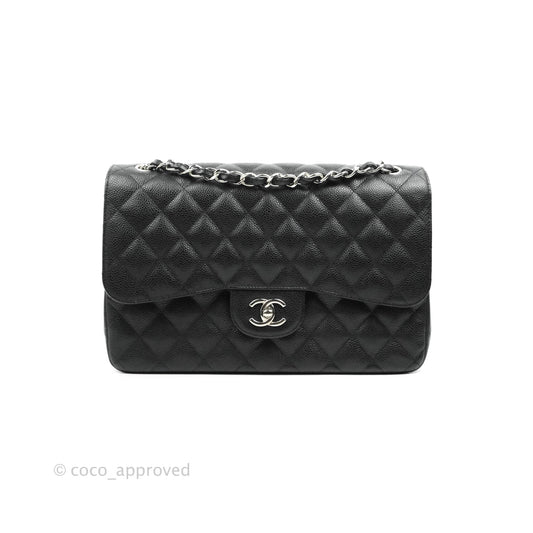 Chanel Jumbo Double Flap Black Caviar Silver Hardware⁣⁣