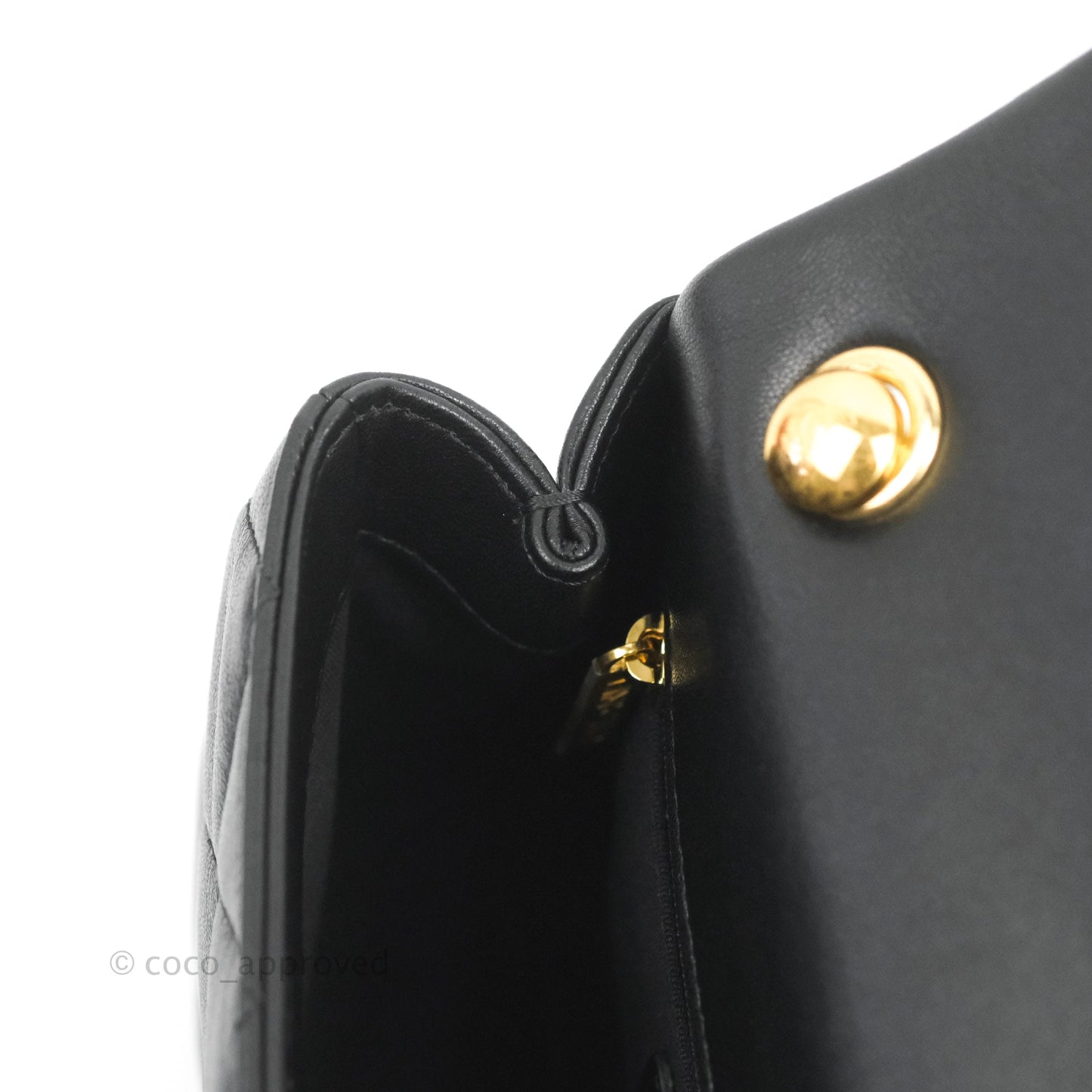 Chanel Quilted Mini Flap Bag With Chanel Logo Top Handle Lambskin Calfskin Mixed Fibers Gold Hardware