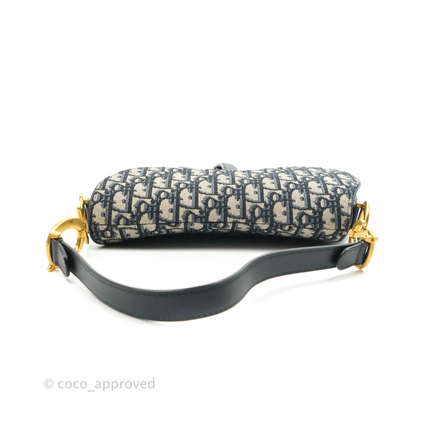 Christian Dior Saddle Medium Blue Oblique Jacquard Gold Hardware