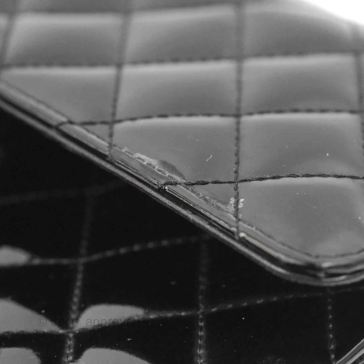 Chanel Classic M/L Medium Flap Quilted Black Patent Silver Hardware