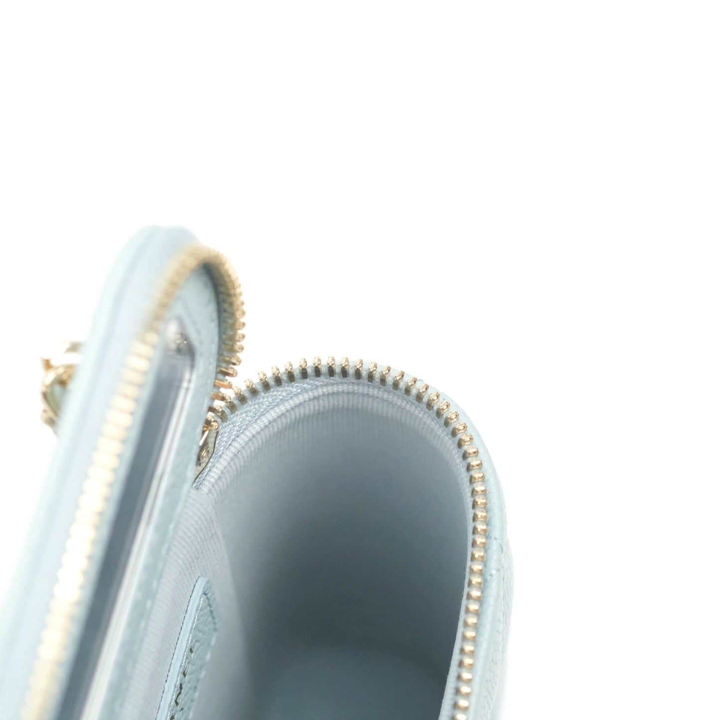 Chanel Classic Mini Vanity With Chain Light Blue Caviar Gold Hardware