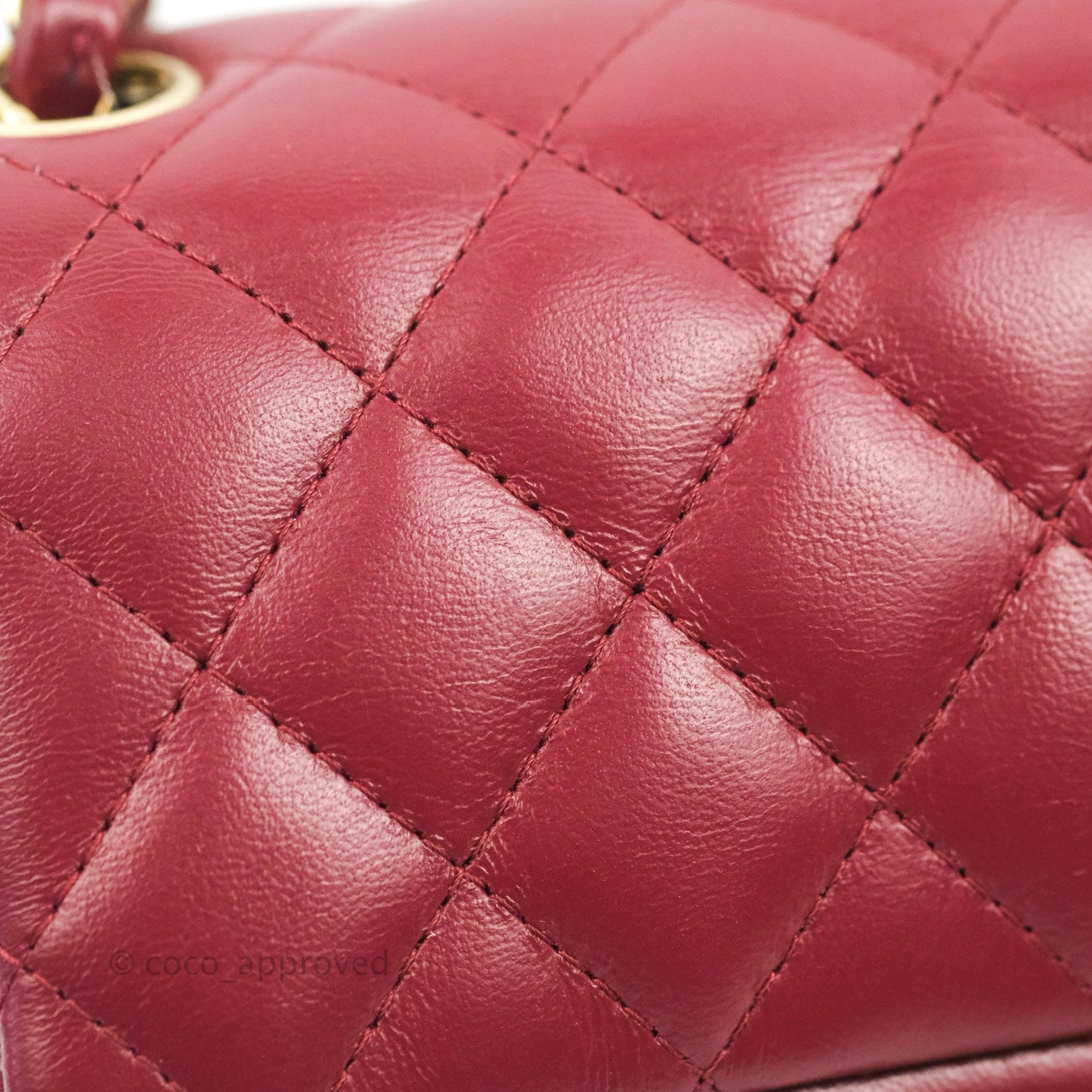 Chanel Quilted Mini Square Burgundy Lambskin Gold Hardware