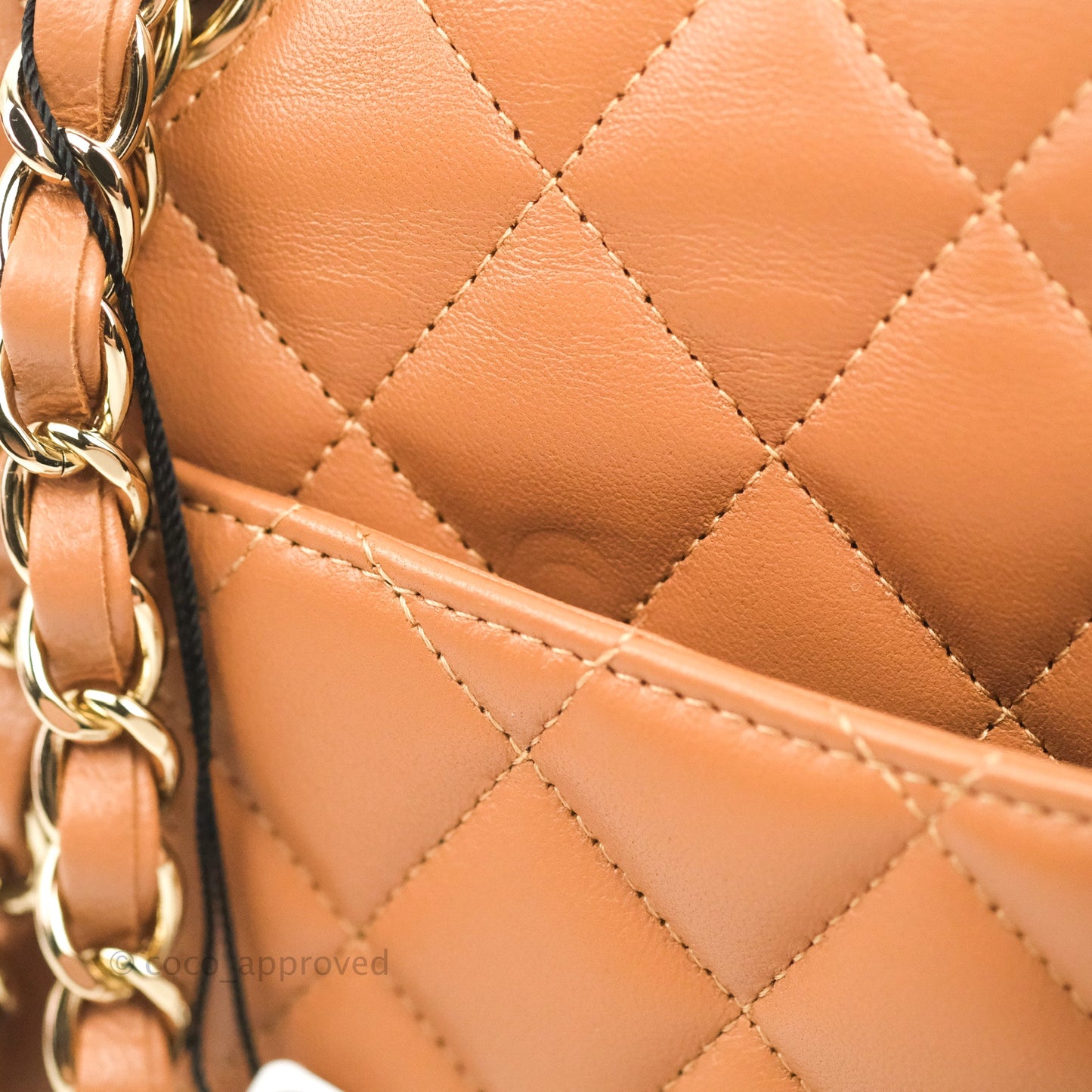 Chanel Small Classic Quilted Flap Dark Beige Caramel Lambskin Gold Hardware 22S