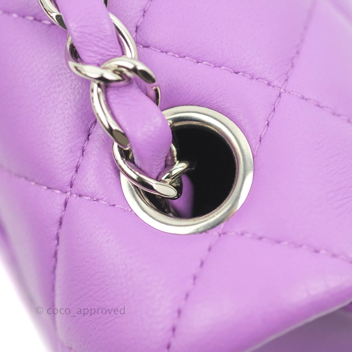 Chanel Quilted Mini Rectangular Flap Purple Lambskin Silver Hardware