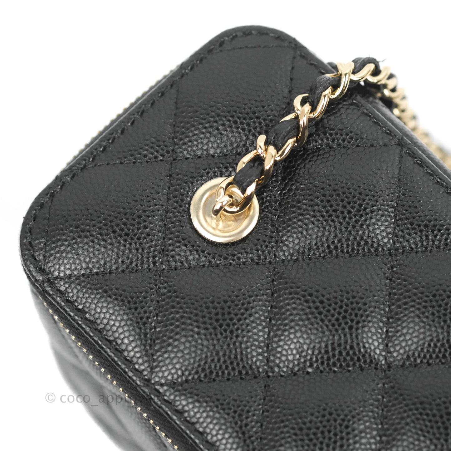 Chanel Vanity with Chain Black Caviar Gold Hardware 22S