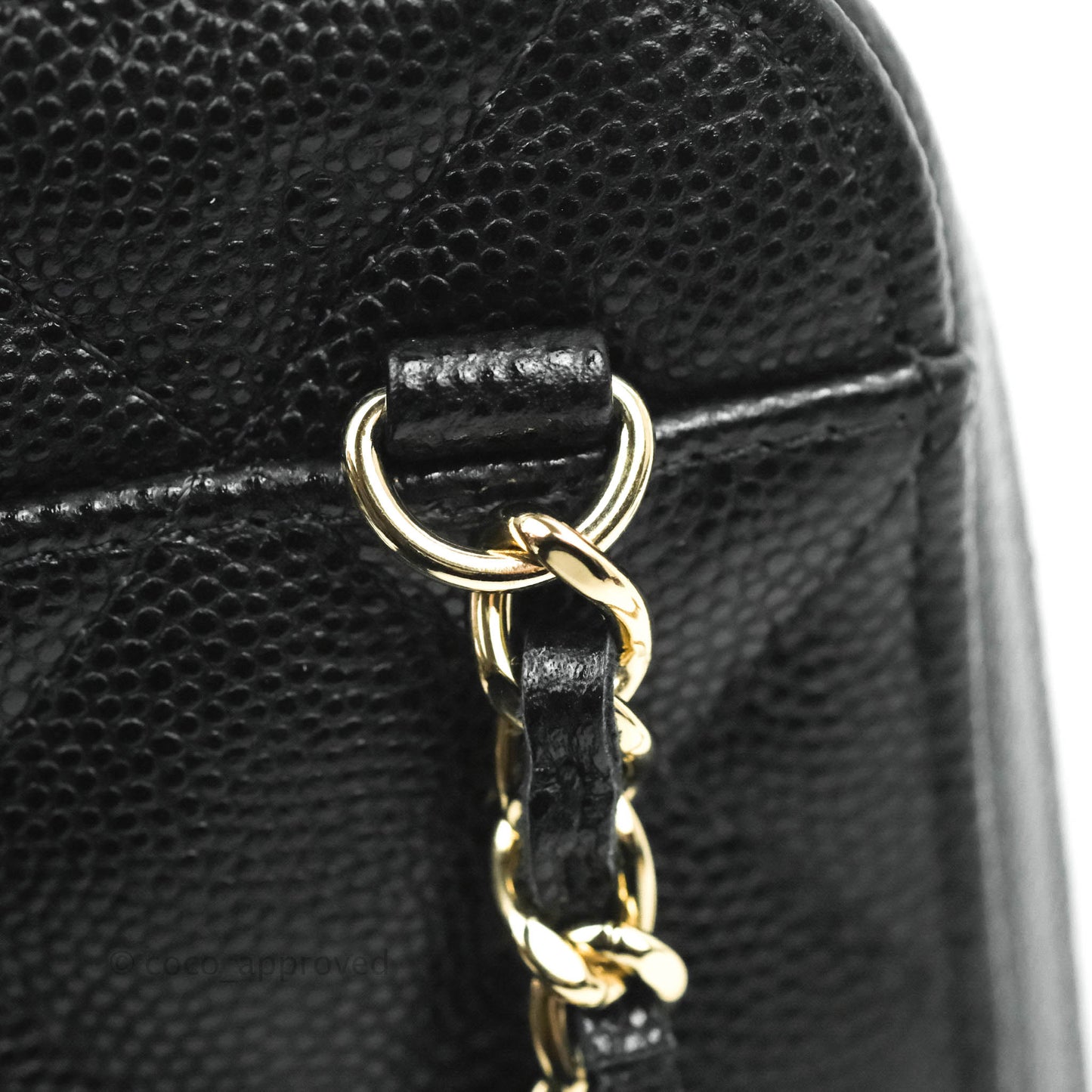Chanel Quilted Phone Holder Black Caviar Gold Hardware