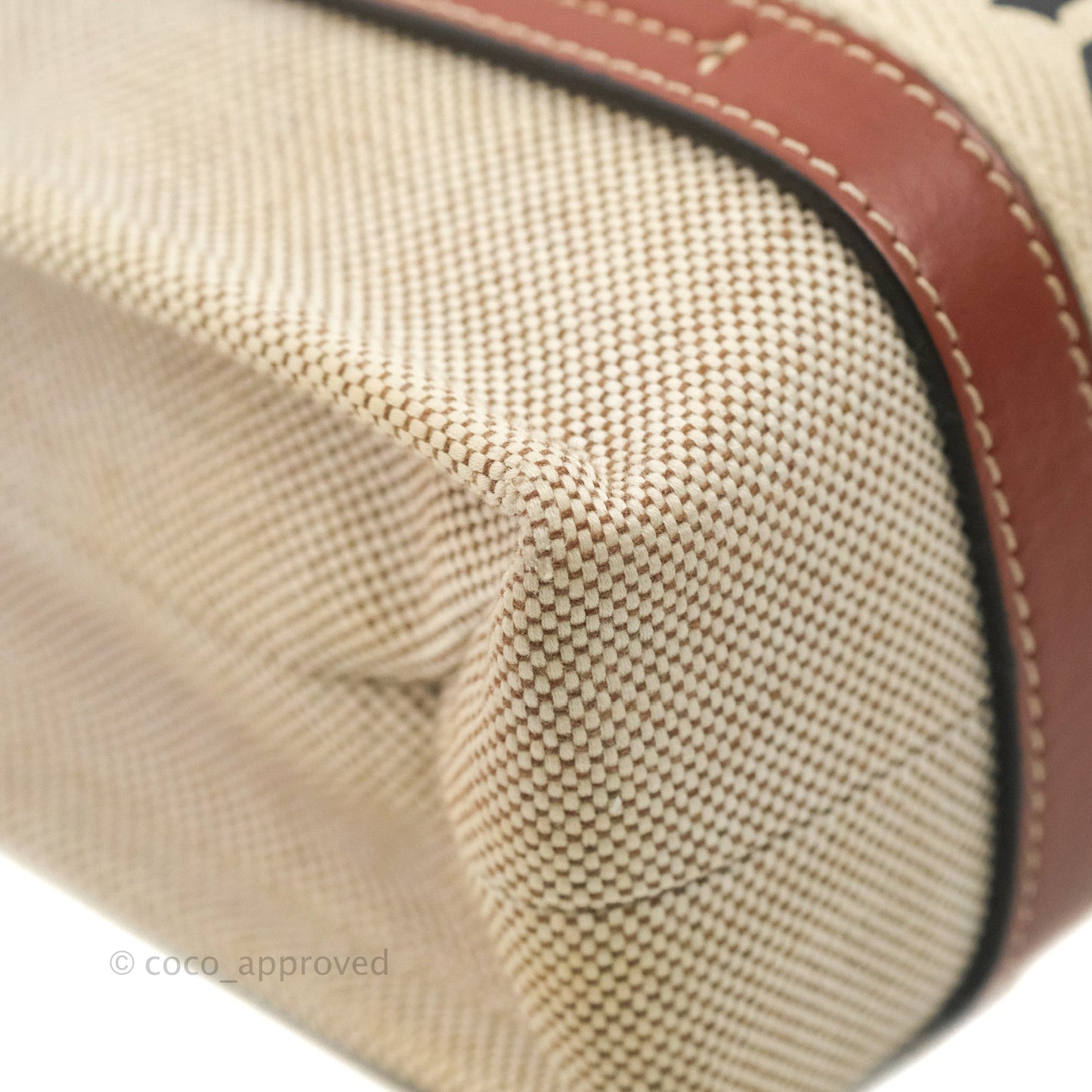 Chloe Small Woody Tote Bag Cotton Canvas & Brown Calfskin with Woody Ribbon