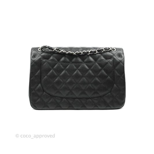 Chanel Jumbo Double Flap Black Caviar Silver Hardware⁣⁣