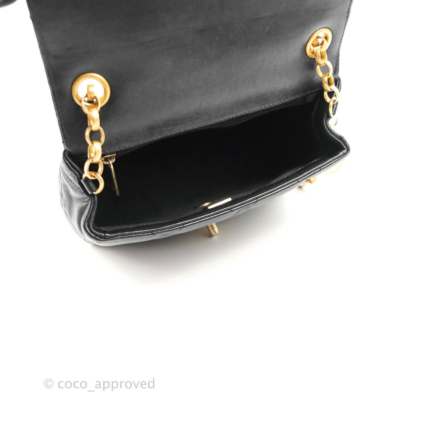 Chanel Quilted Square Flap Bijoux Chain Strap Black Aged Gold Hardware