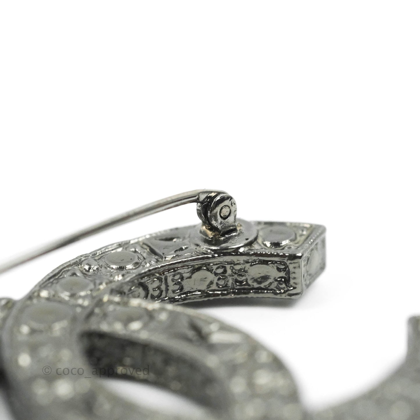 Chanel CC Crystal Brooch Gun Metal Tone 14K