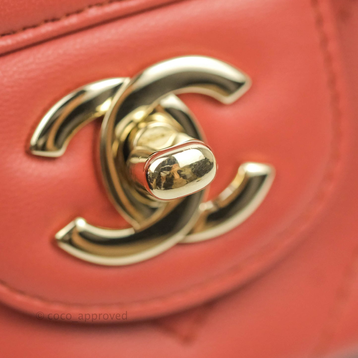 Chanel Chevron Mini Rectangular Flap Brick Red Lambskin Aged Gold Hardware