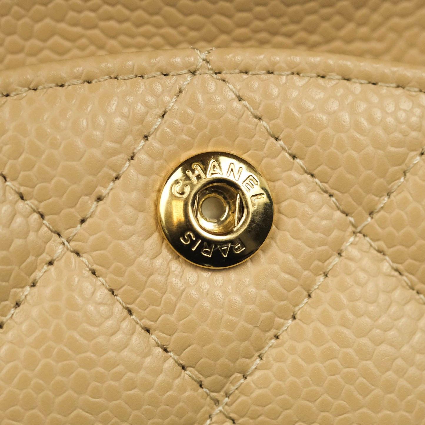 Chanel Small Classic Quilted Flap Beige Caviar Gold Hardware