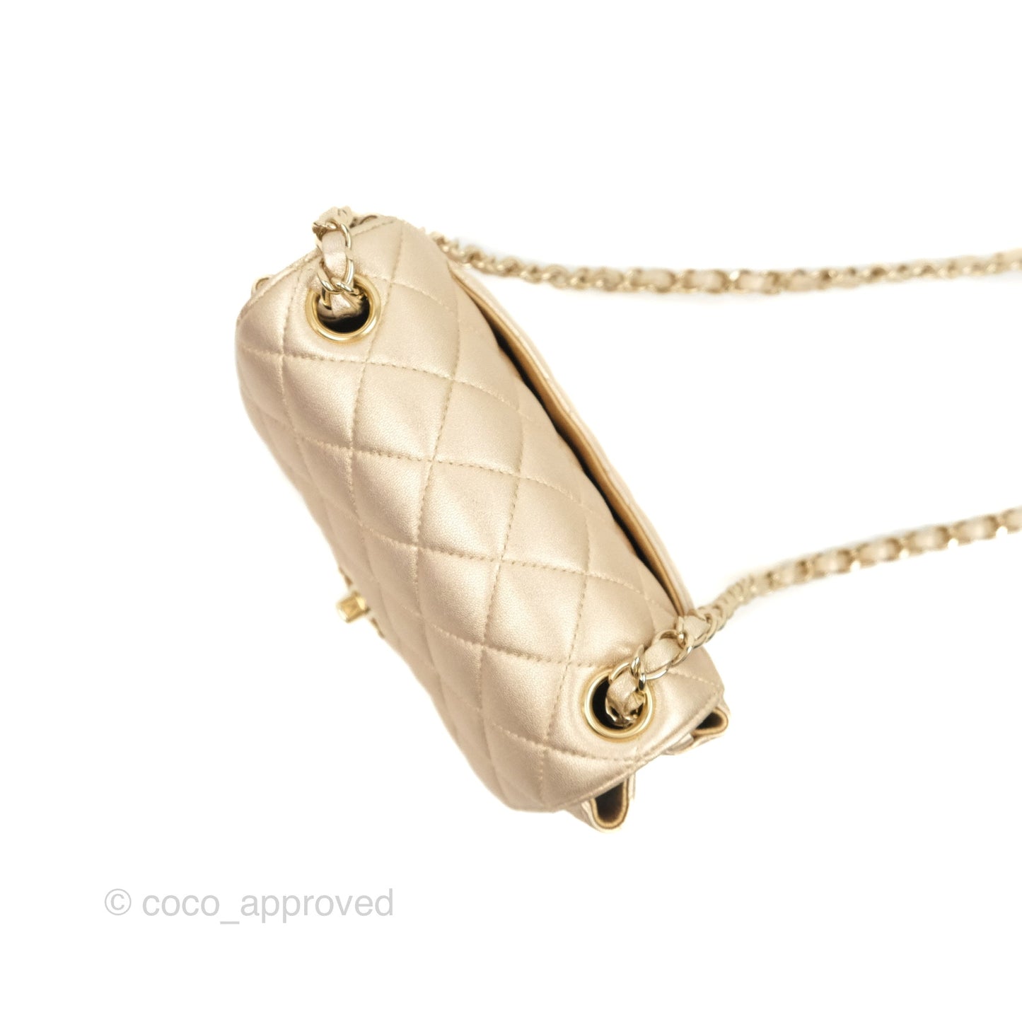 Chanel Quilted Mini Square Iridescent Gold Lambskin Gold Hardware 21P