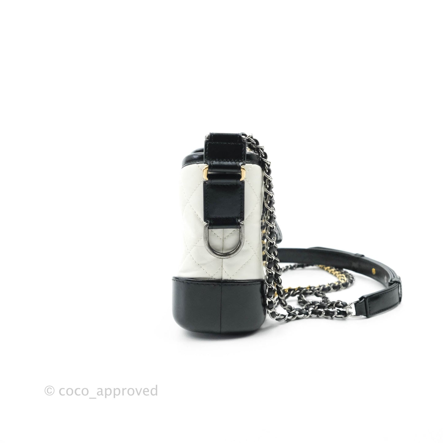Chanel Quilted Small Gabrielle Hobo White Black Calfskin Mixed Hardware