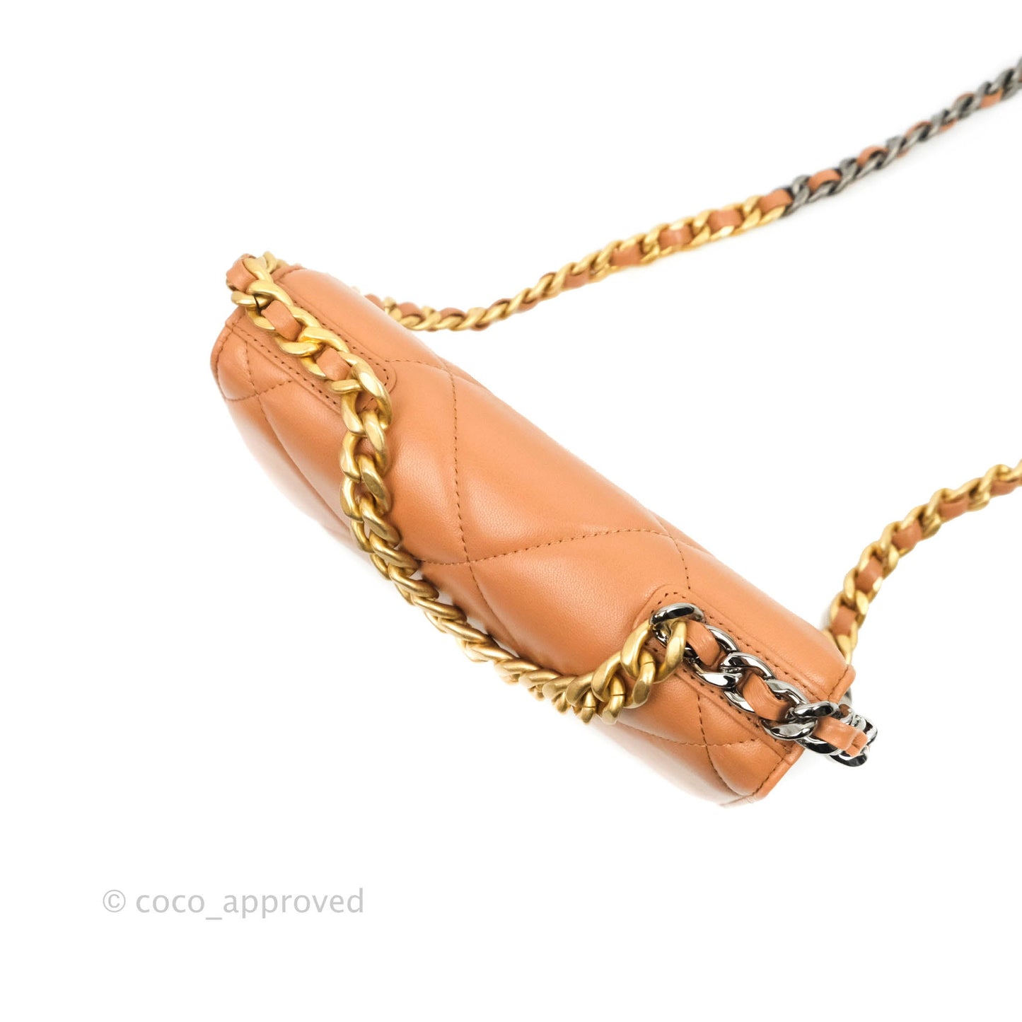 Chanel 19 Wallet on Chain WOC Dark Beige Caramel Lambskin Mixed Hardware 21K