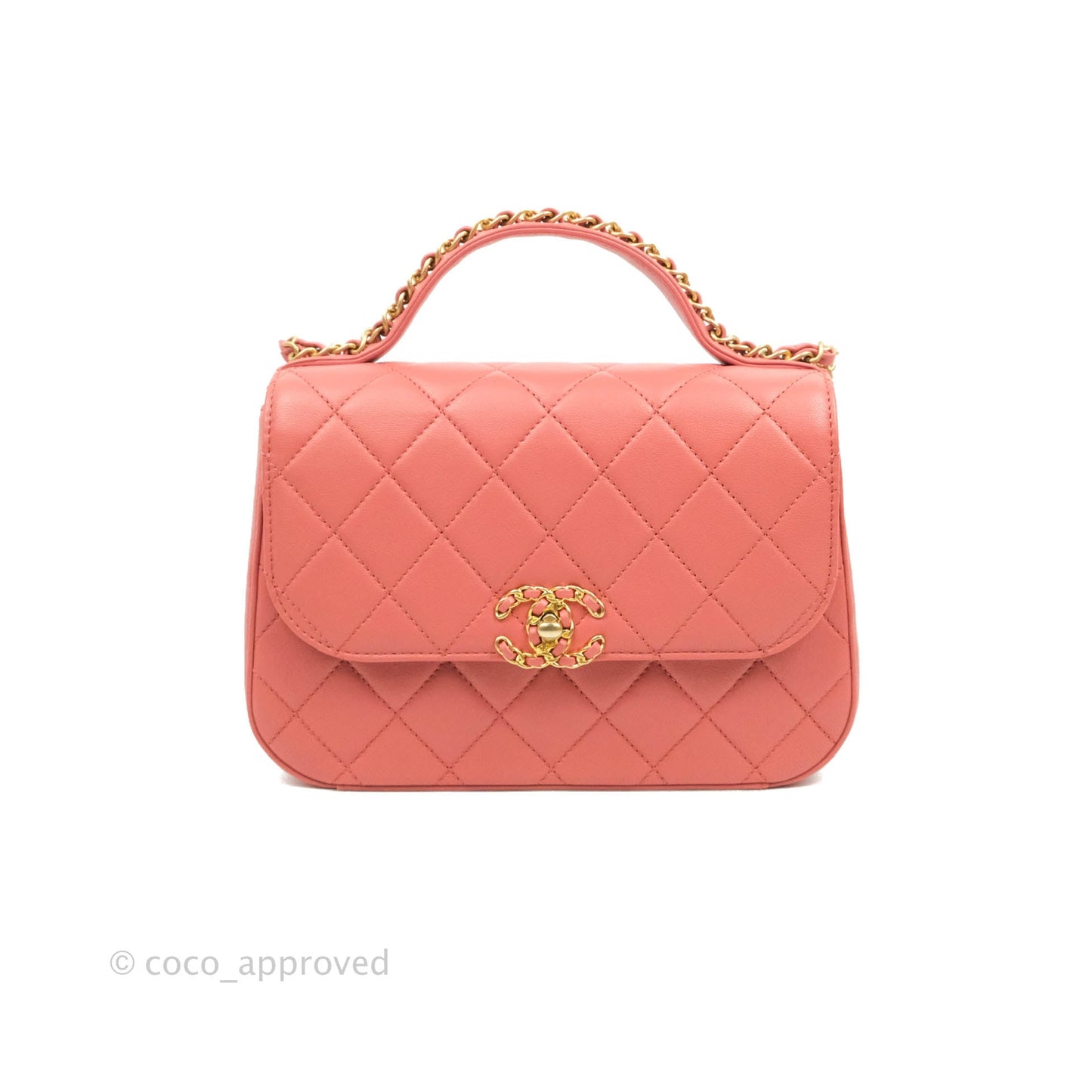 Chanel Quilted Chain Infinity Handle Bag Pink Lambskin Aged Gold Hardware