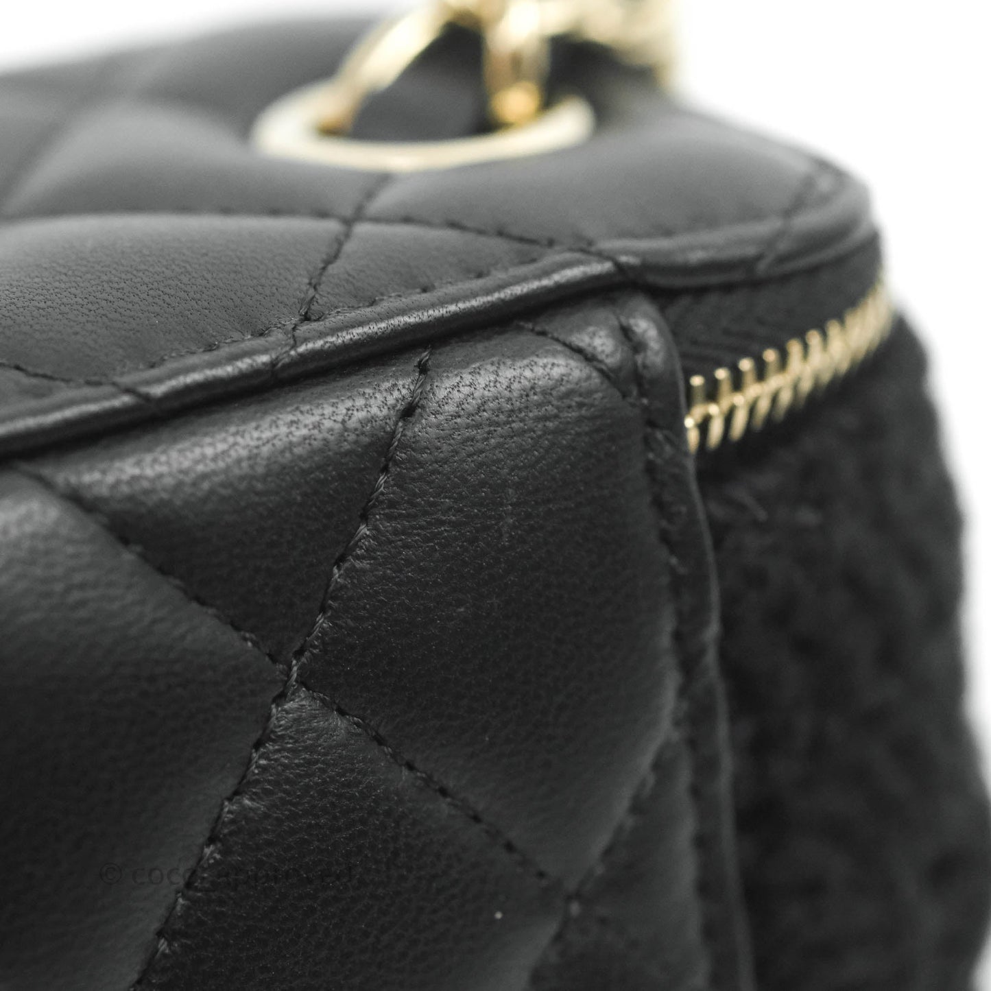 Chanel Mini Vanity With Chain Black Lambskin Crochet Gold Hardware