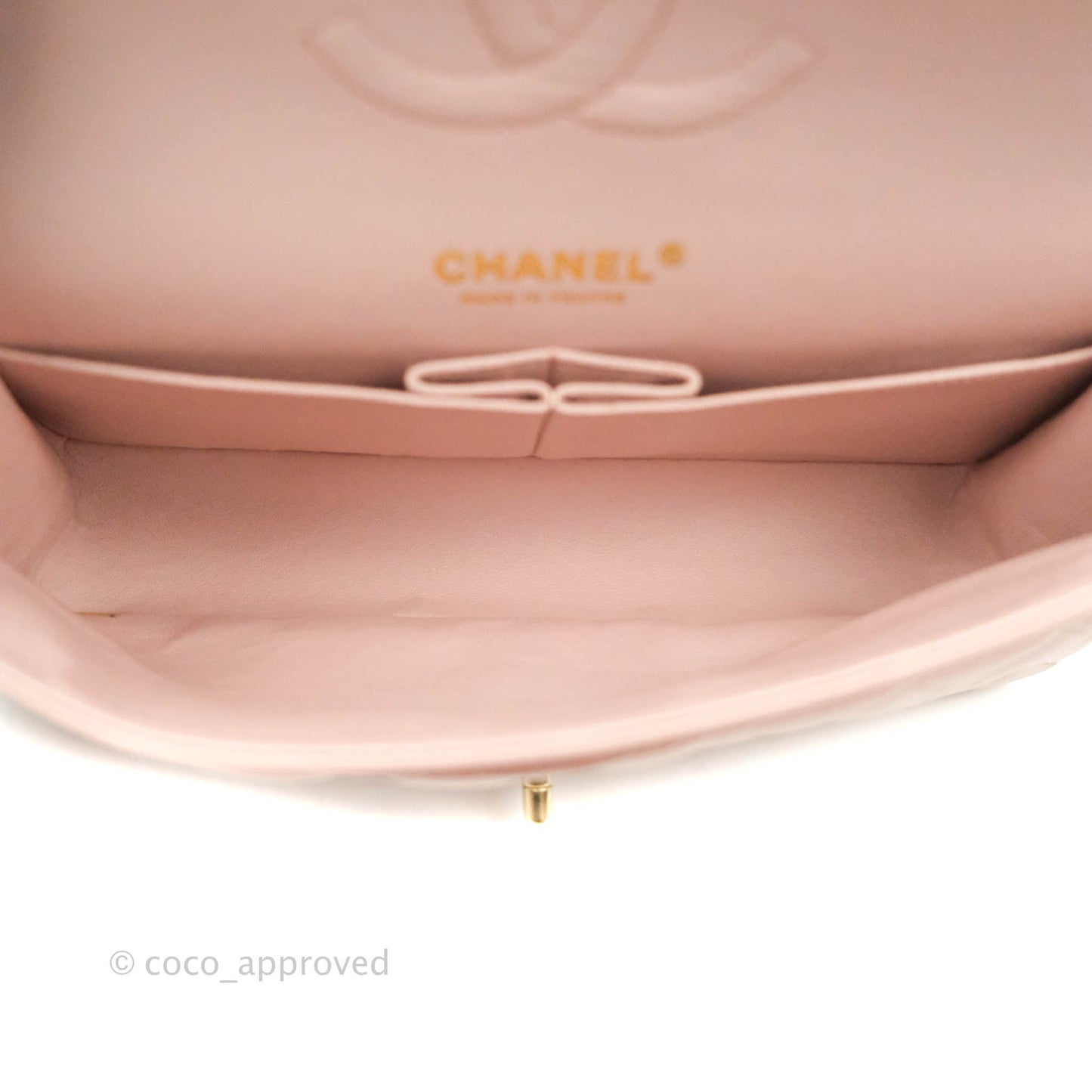 Chanel Classic M/L Medium Flap Quilted Light Pink Lambskin Matte Gold Hardware