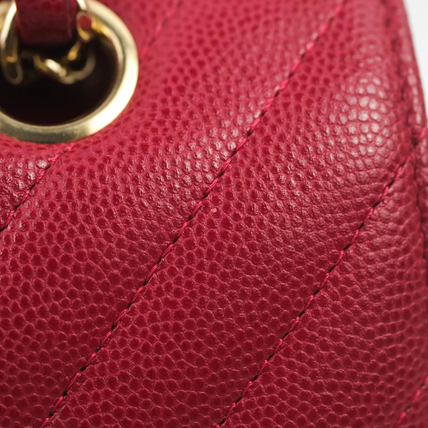 Chanel Classic M/L Medium Chevron Double Flap Cherry Red Caviar Gold Hardware
