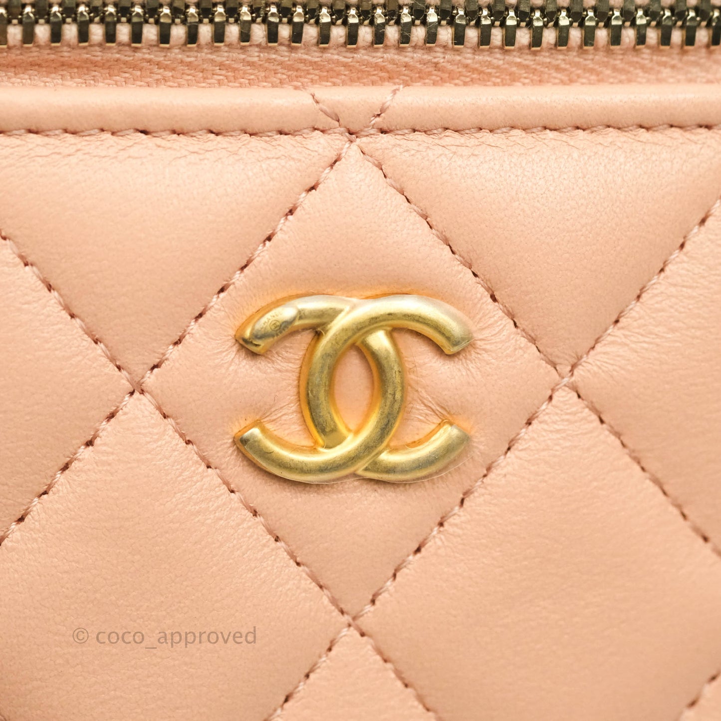 Chanel Classic Mini Pearl Crush Vanity With Chain Pink Lambskin Aged Gold Hardware