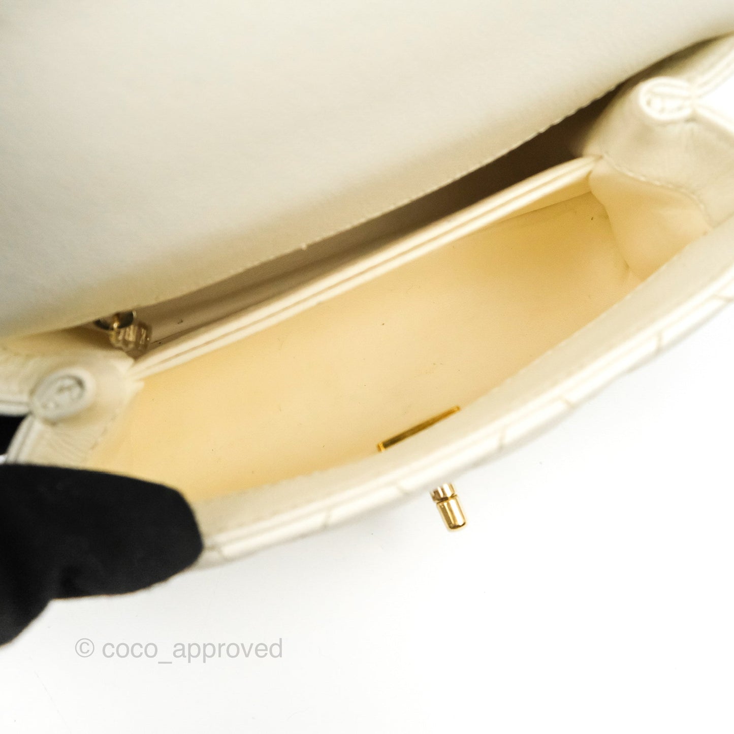 Chanel Mini Coco Handle Quilted Ivory Caviar Gold Hardware