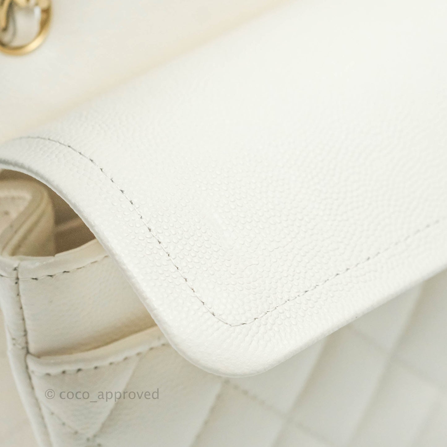 Chanel Classic Small S/M Flap White Caviar Gold Hardware