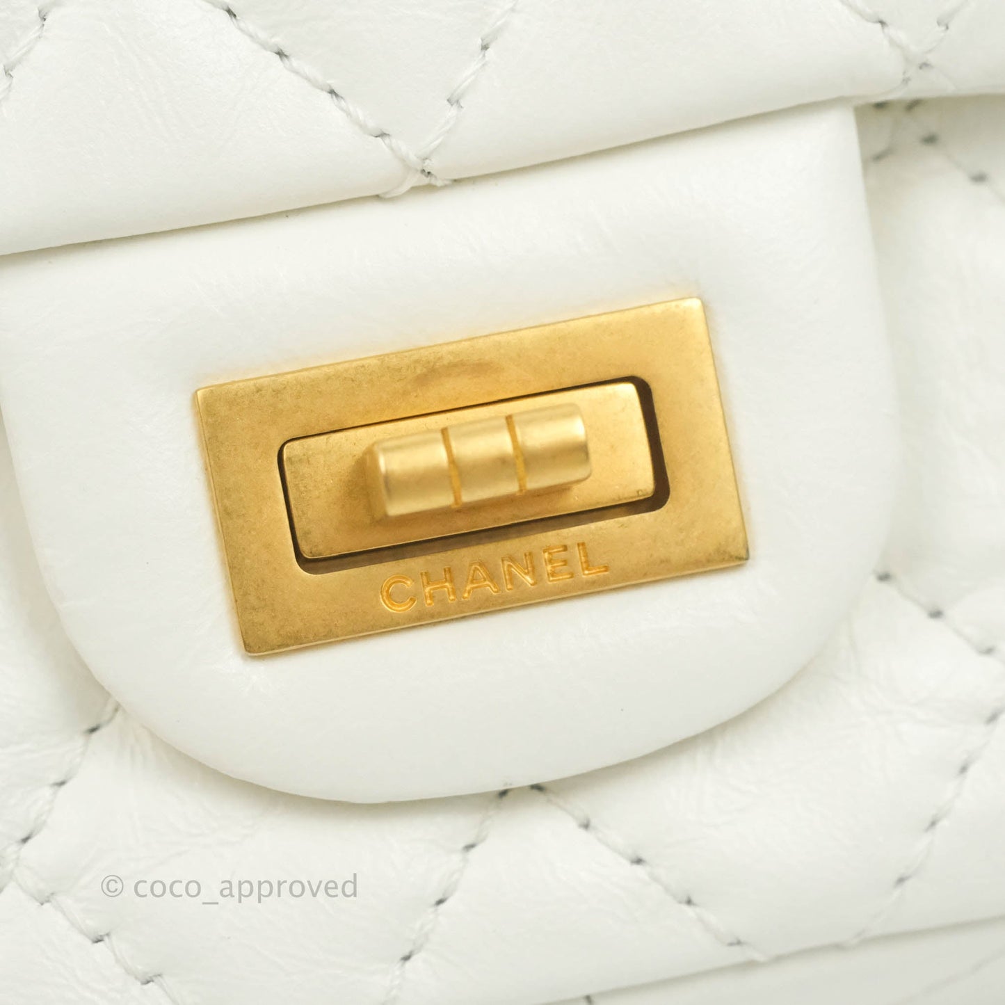 Chanel Mini Reissue 224 White Aged Calfskin Aged Gold Hardware