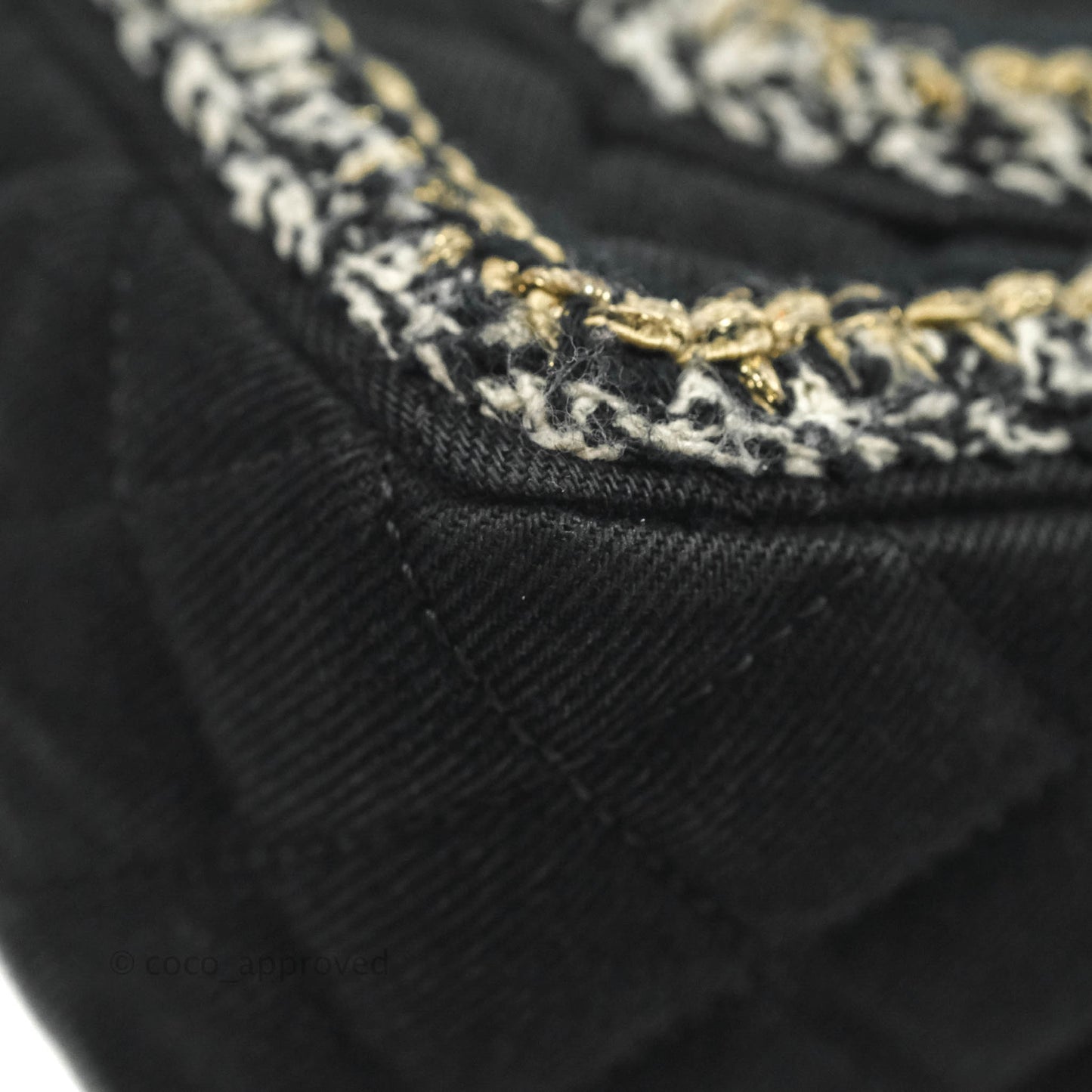 Chanel Classic Mini Rectangular Flap Bag Black Denim Braided Gold Hardware 18A