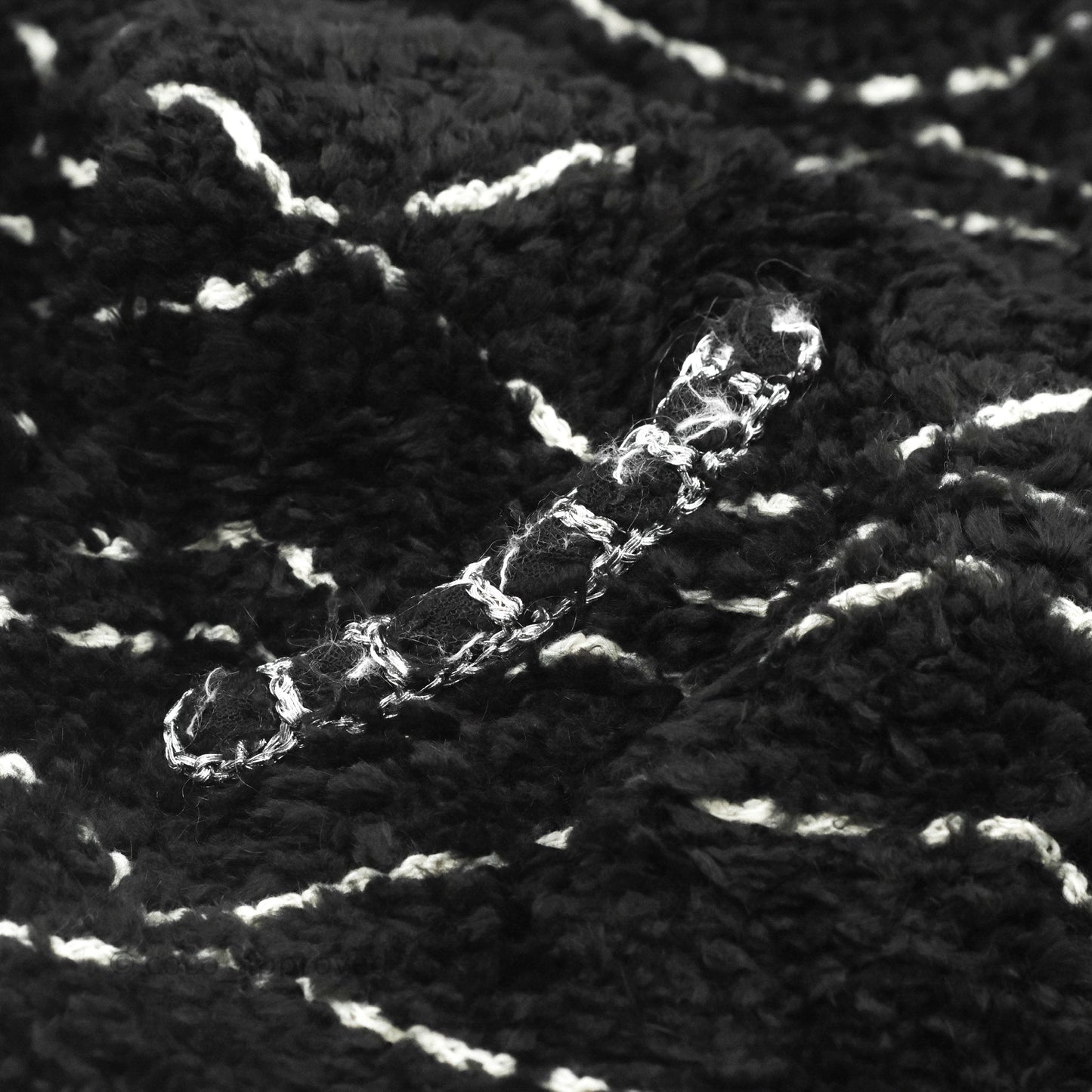 Chanel Fuzzy Alpaca Zip-Up Jacket in Black Size 34