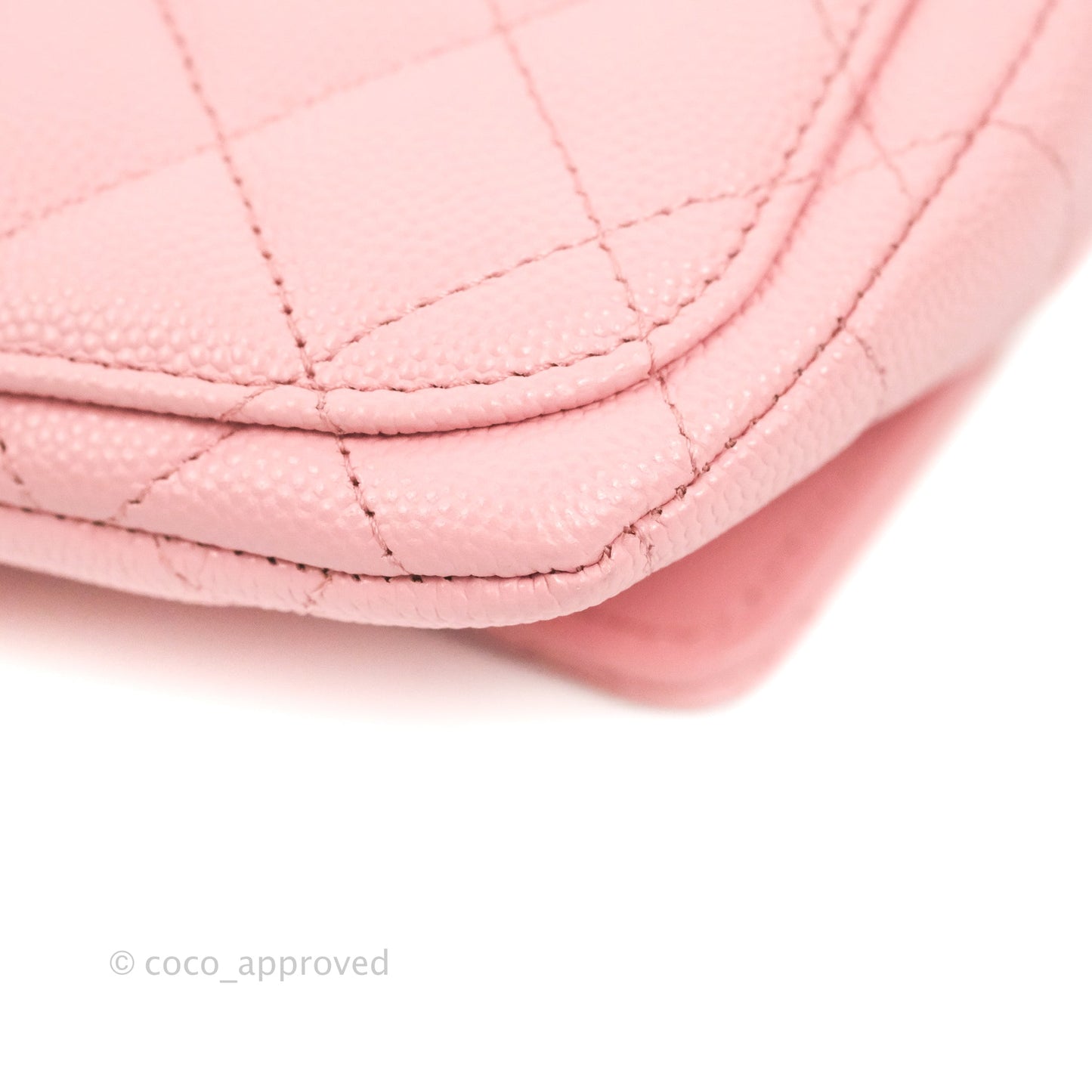 Chanel Quilted Glasses Case With Chain Pink Caviar Gold Hardware