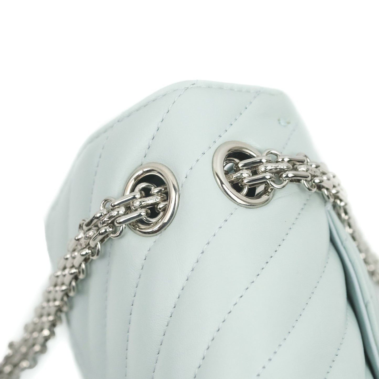 Chanel Mini Reissue 224 Blue Aged Calfskin Silver Hardware