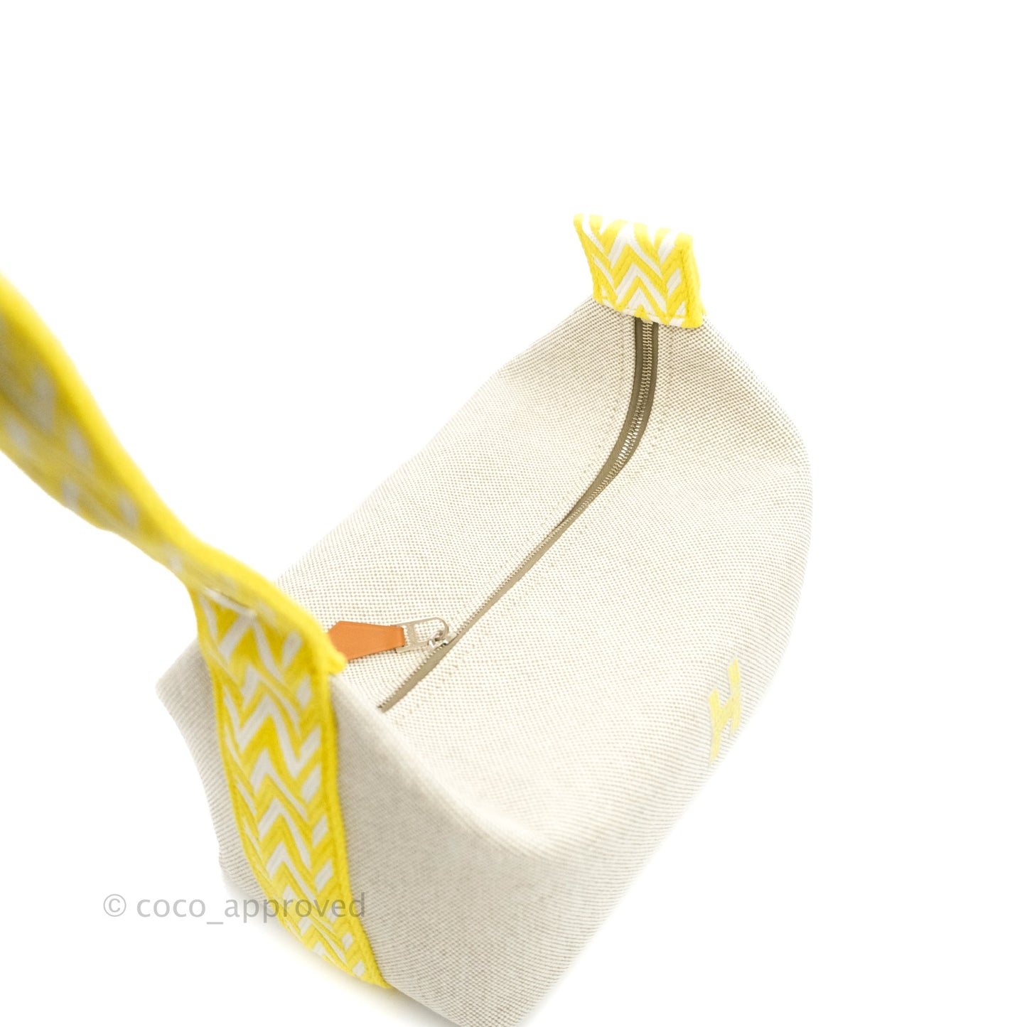 Hermès Canvas Small Bride-A-Brac Pouch Natural Jaune Citron