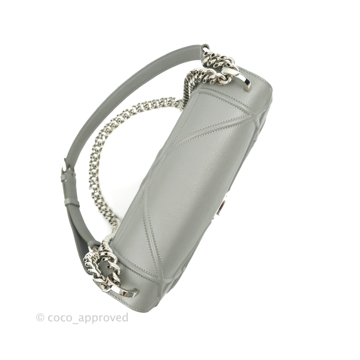 Christian Dior Medium Diorama Calfskin Flap Bag Grey Silver Hardware