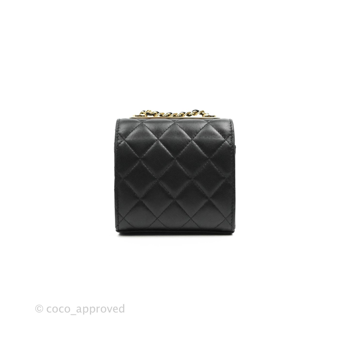 Chanel Mini Quilted Trendy CC Clutch With Chain Black Lambskin Gold Hardware