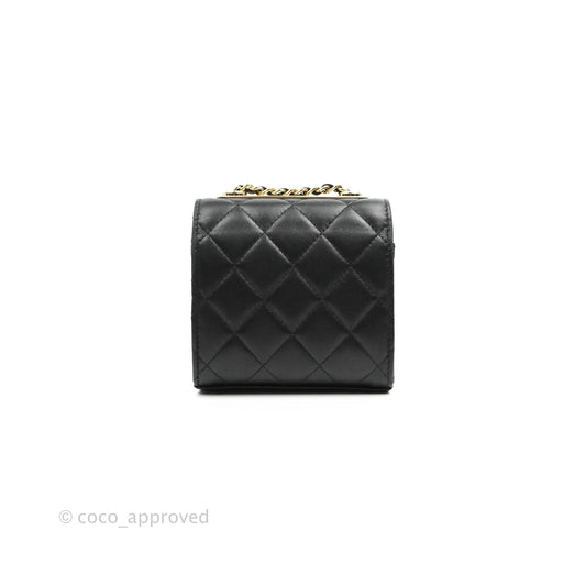 Chanel Mini Quilted Trendy CC Clutch With Chain Black Lambskin Gold Hardware