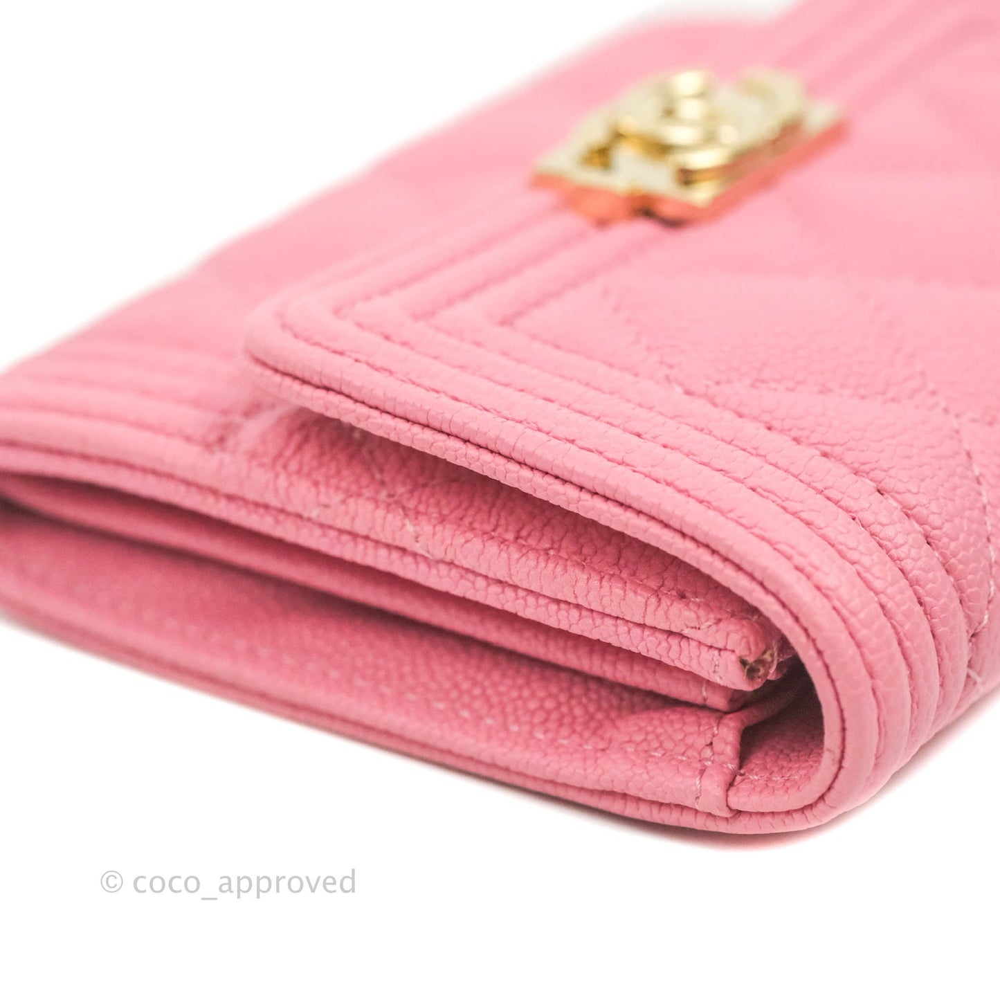 Chanel Quilted Boy Flap Coin Purse Pink Caviar Gold Hardware