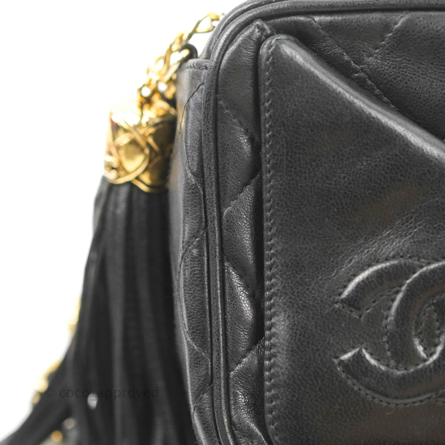 Chanel Vintage Small Camera Bag Black Lambskin Gold Hardware
