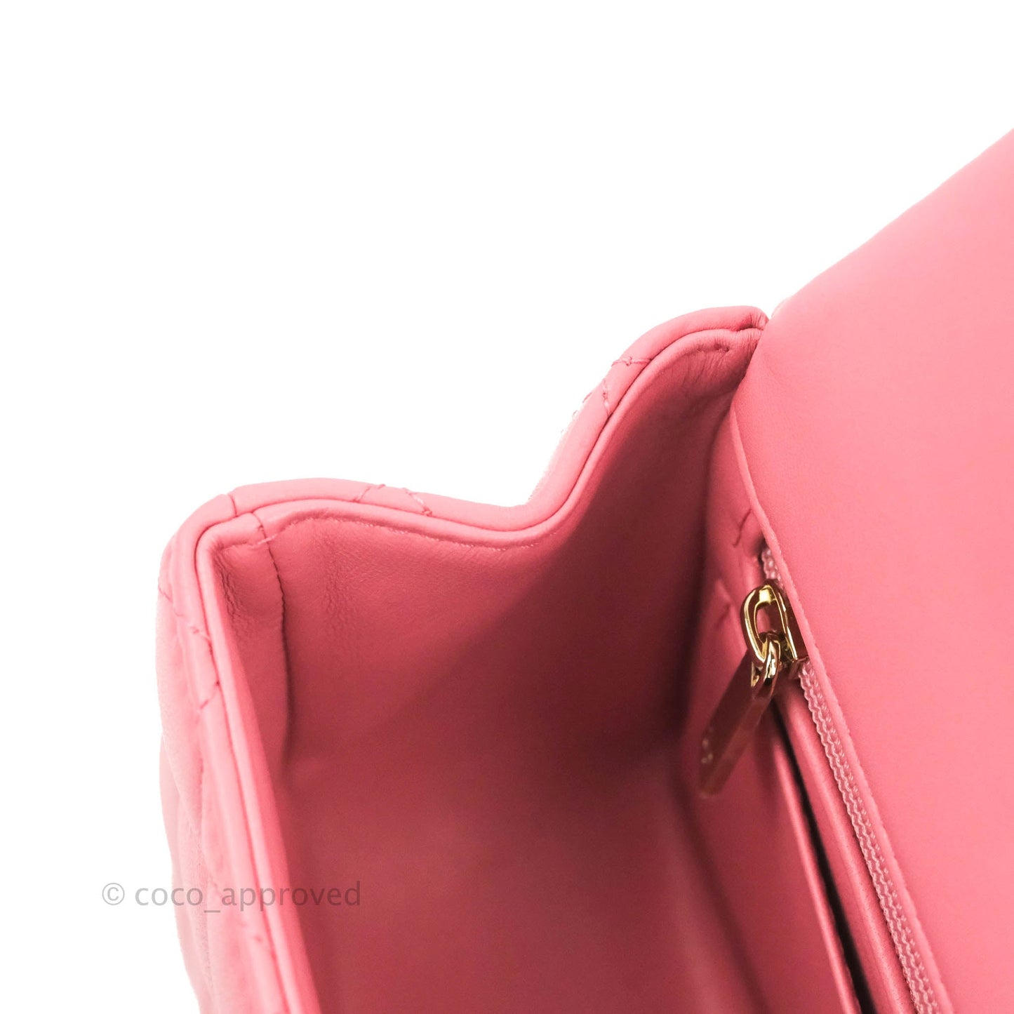Chanel Top Handle Mini Rectangular Flap Bag Pink Lambskin Gold Hardware