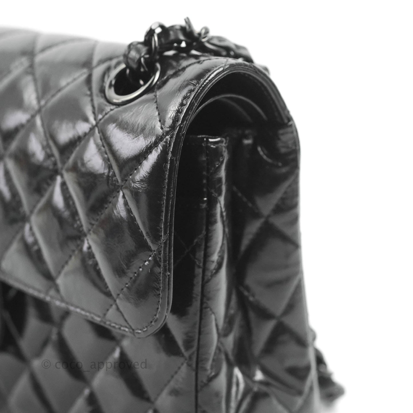 Chanel Small Classic Quilted Flap So Black Glazed Crumpled Calfskin