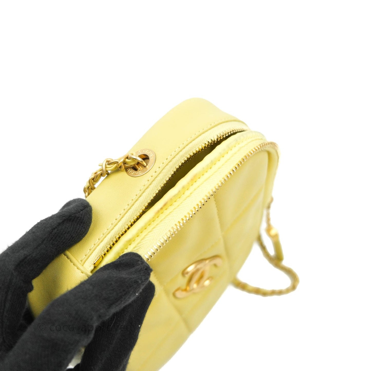 Chanel Quilted Diamond Cut Small Lambskin Yellow Gold Hardware Flap Bag