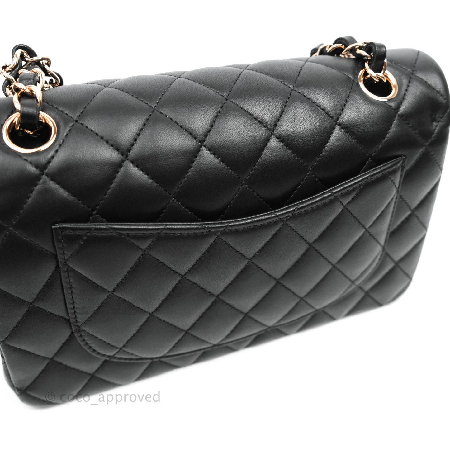 Chanel Classic Small S/M Flap Black Lambskin Rose Pink-Gold Hardware