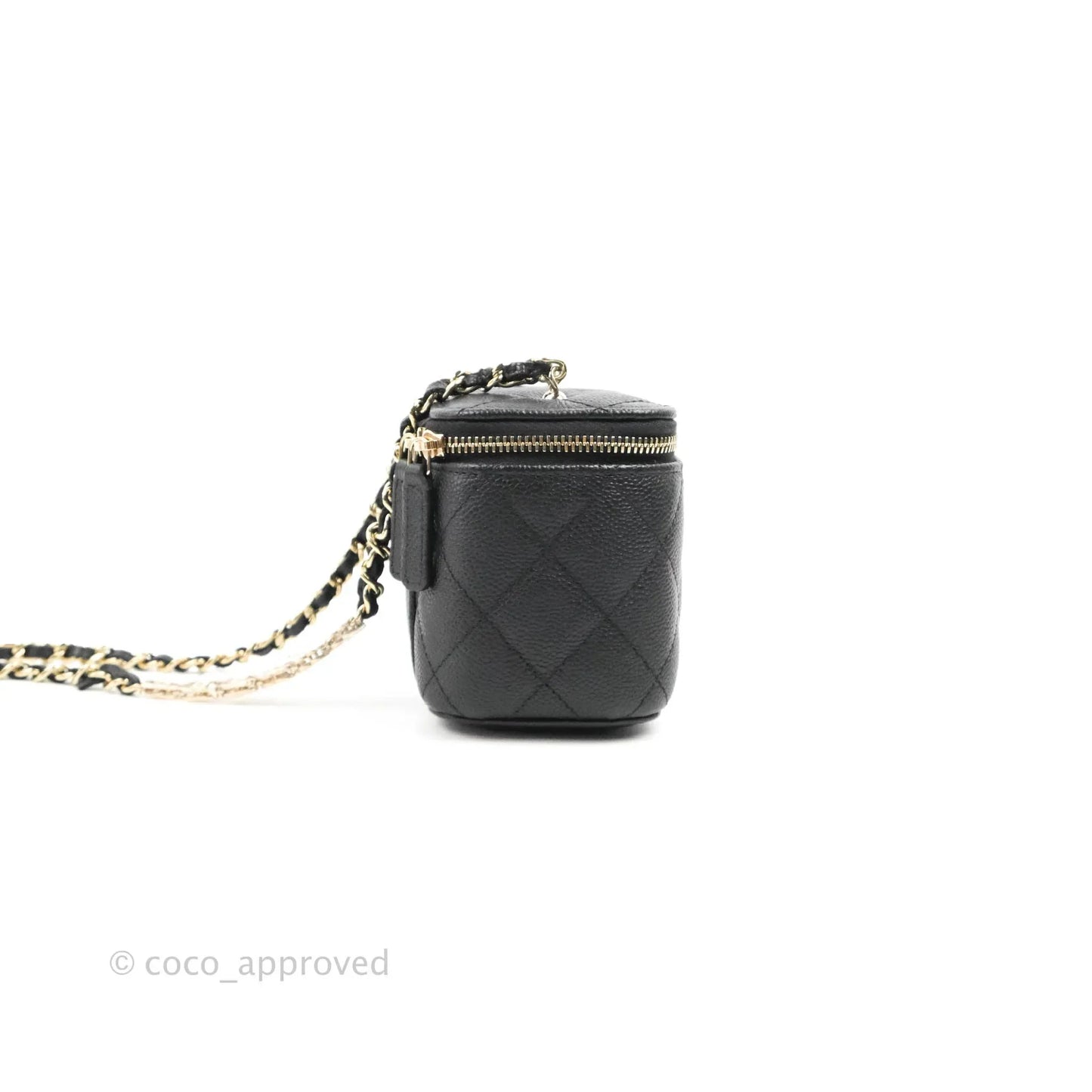 Chanel Classic Mini Vanity With CC Chain Black Caviar Gold Hardware