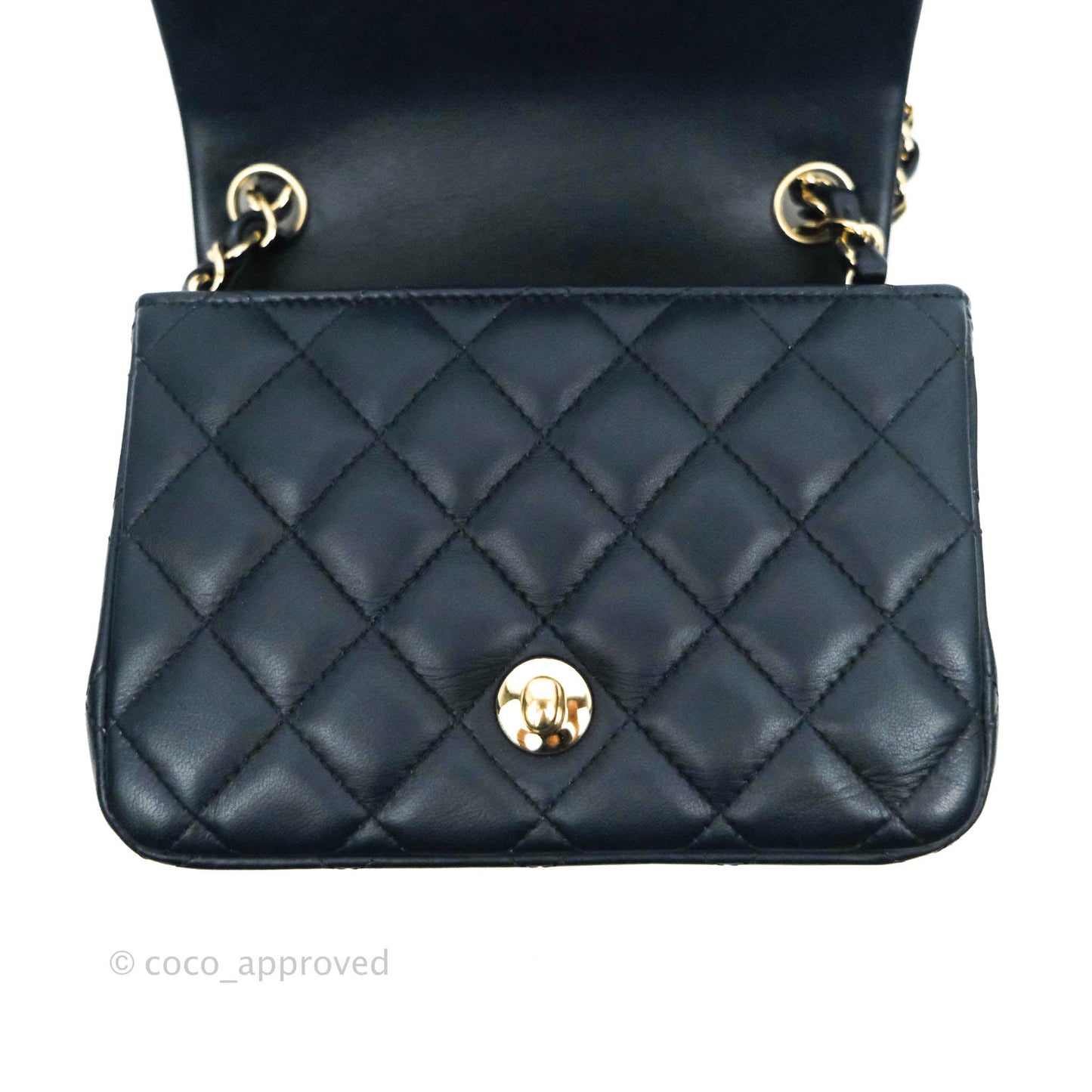 Chanel Quilted Mini Square Navy Lambskin Gold Hardware
