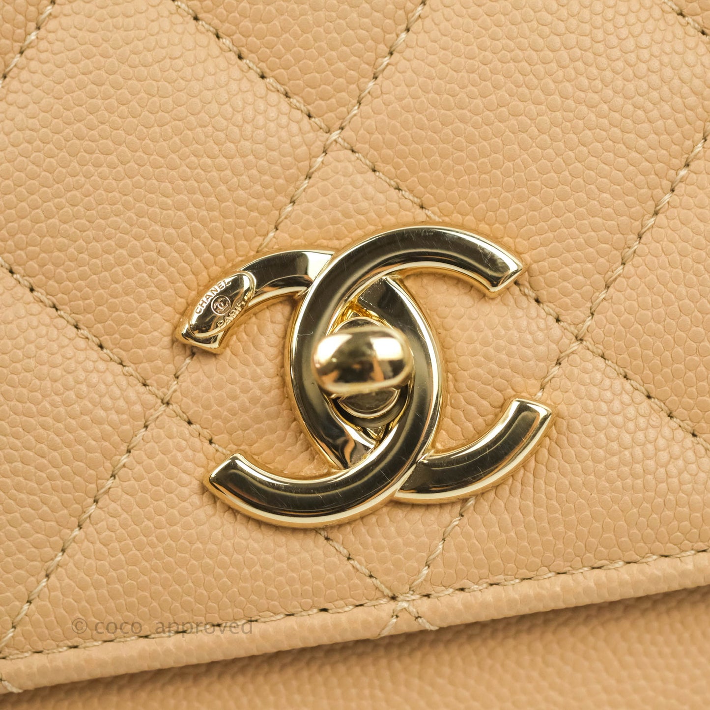 Chanel Quilted Small Business Affinity Flap Beige Caviar Gold Hardware