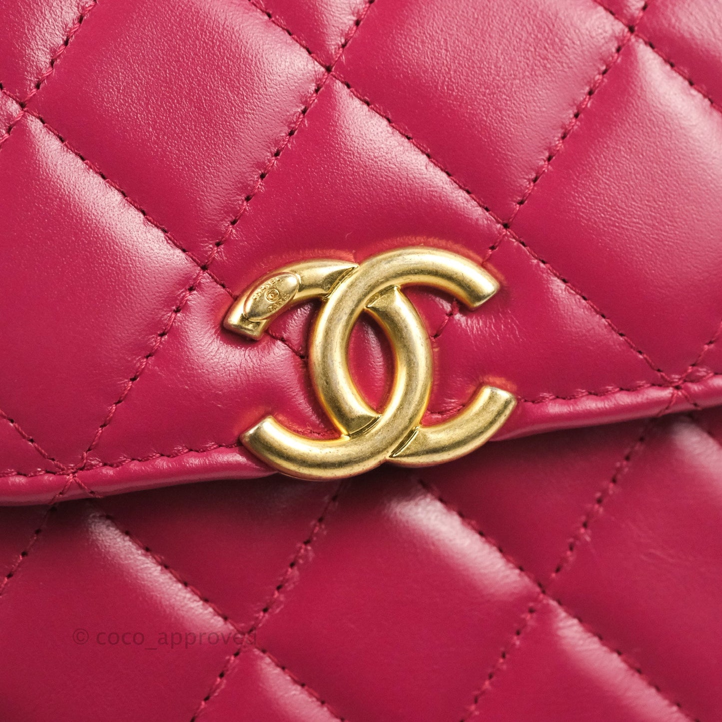 Chanel Quilted Perfect Fit Dark Pink Phone Holder Aged Gold Hardware