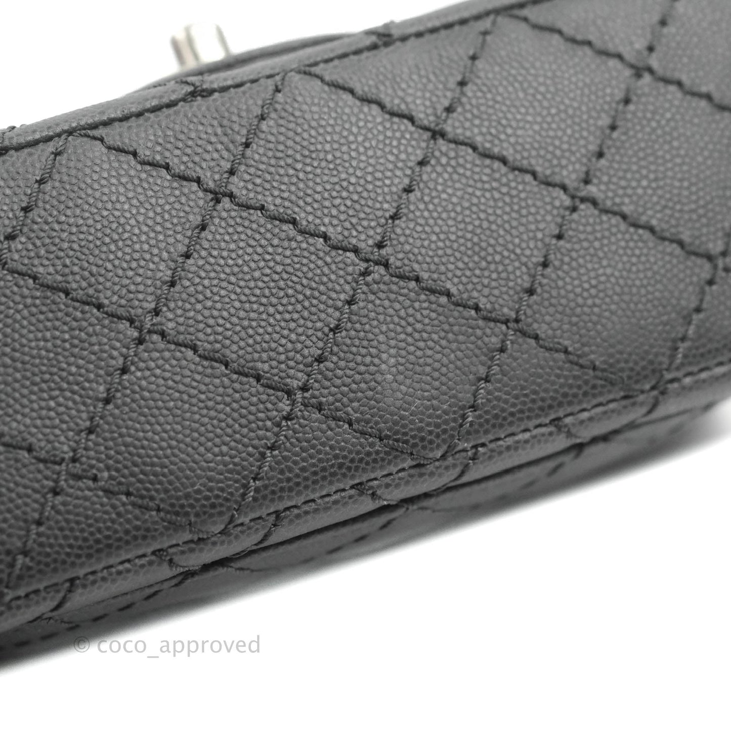 Chanel Quilted Mini Rectangular Dark Grey Caviar Ruthenium Hardware