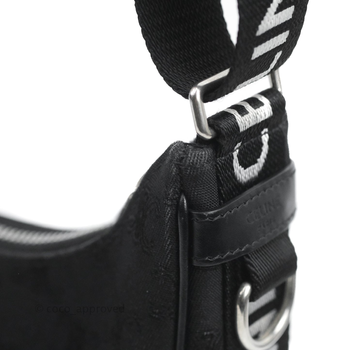 Celine Medium Ava Bag with Celine Strap Black Triomphe Jacquard Calfskin