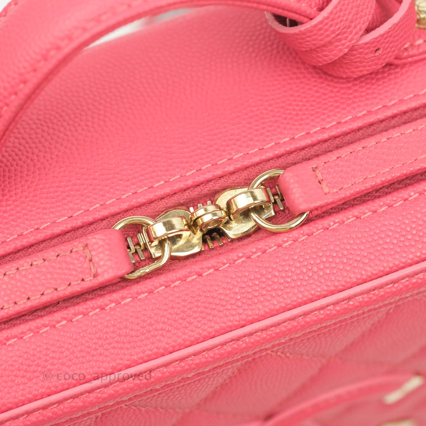 Chanel Quilted Medium CC Filigree Vanity Case Rosy Pink Caviar Gold Hardware