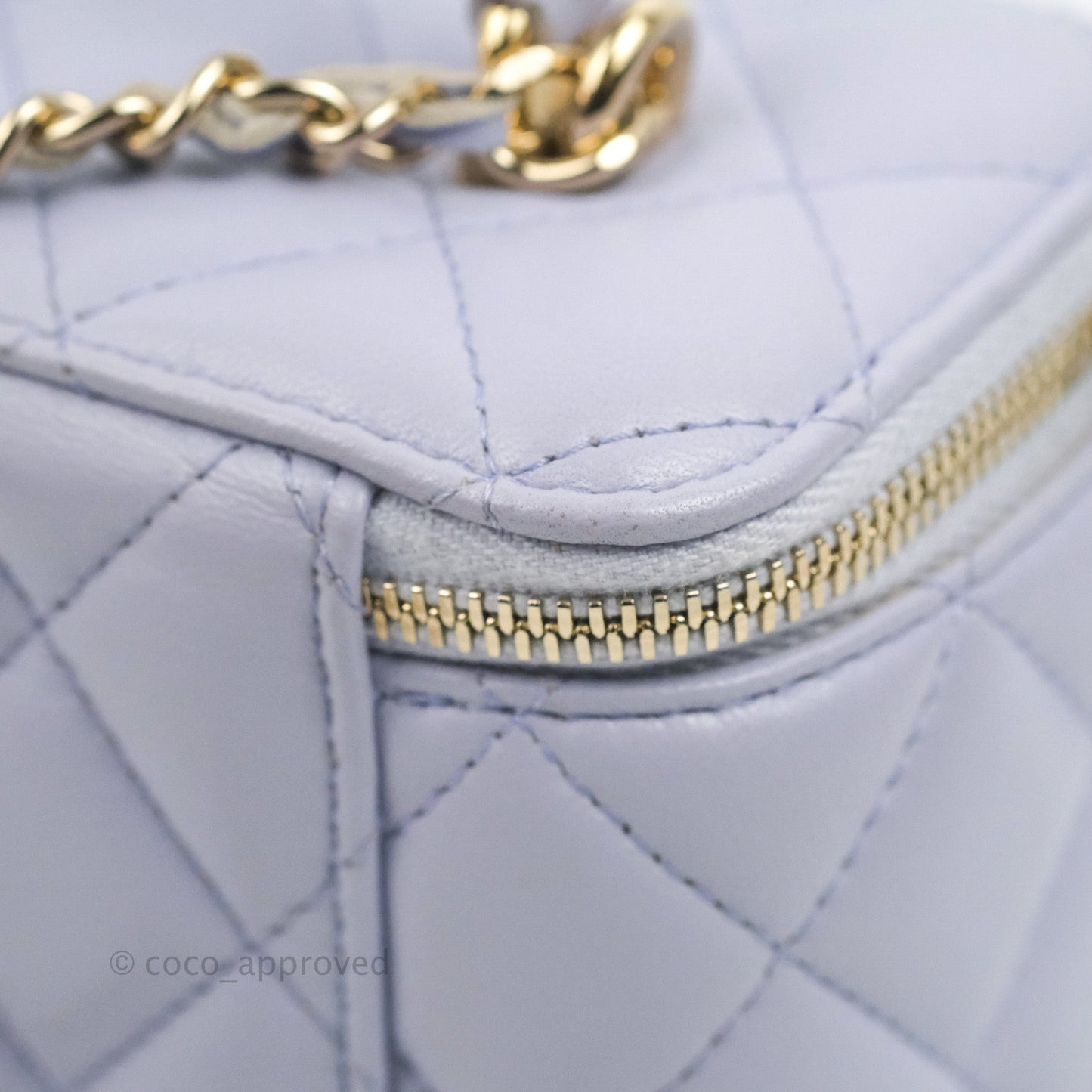 Chanel Vanity Rectangular Top Handle Lilac Lambskin Gold Hardware