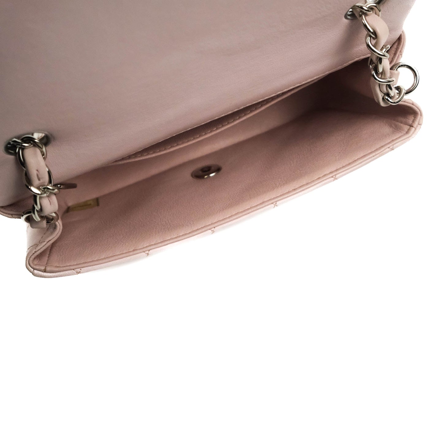 Chanel Quilted Mini Rectangular Flap Light Pink Lambskin Silver Hardware